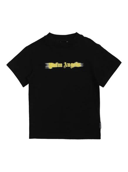 Футболка с логотипом Palm Angels Kids с эффектом распыления black