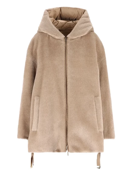 Двустороннее пальто с подкладкой из шерсти альпаки Max Mara brown