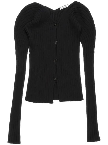 Кардиган в рубчик на пуговицах от Acne Studios black