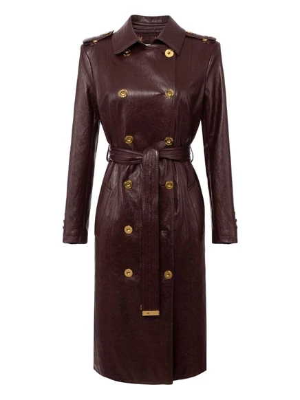 Двубортное пальто Elisabetta Franchi с поясом red