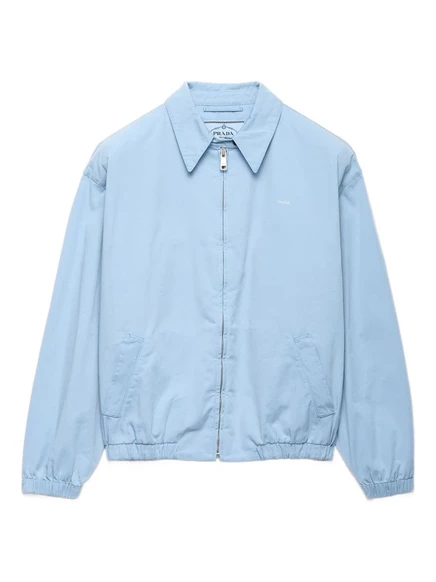 Куртка с вышитым логотипом на эластичной манжете Prada blue