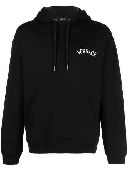 Хлопковая толстовка с капюшоном, вышитая маркой Versace Milano black