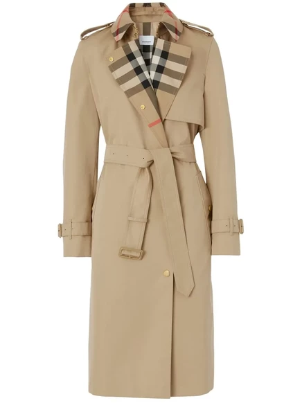 Женский тренч Burberry в клетку, бежевый