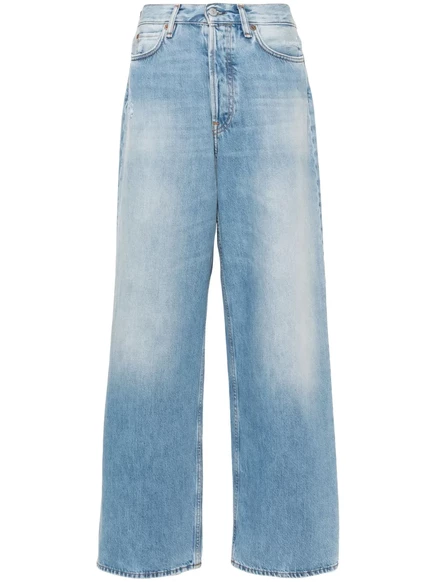 Женские широкие джинсы Acne Studios, высокая талия, голубые