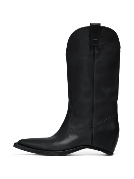 Женские ковбойские сапоги Maison Margiela кожаные, без каблука, черные