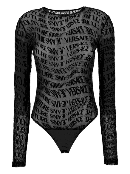 Женское боди Versace Jeans Couture сетчатое, черное