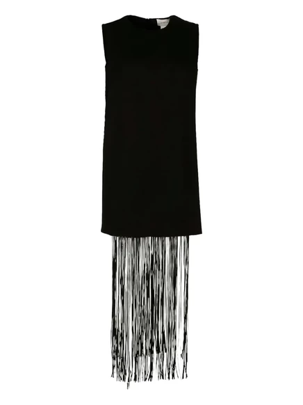 Мини-платье без рукавов с бахромой от Sportmax Finnici black