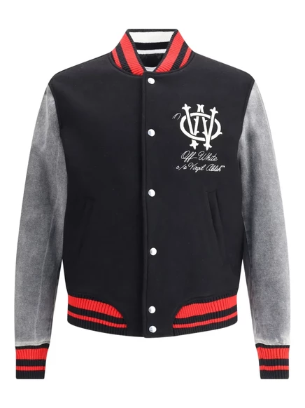Мужская куртка-бомбер Off-White Varsity, черно-серая