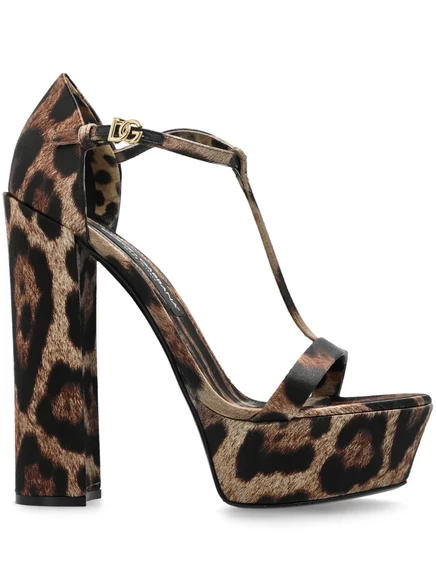 Женские босоножки Dolce & Gabbana 105 мм, леопардовые