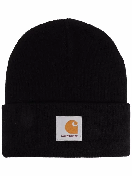 Мужская вязаная шапка Carhartt WIP с логотипом, черная