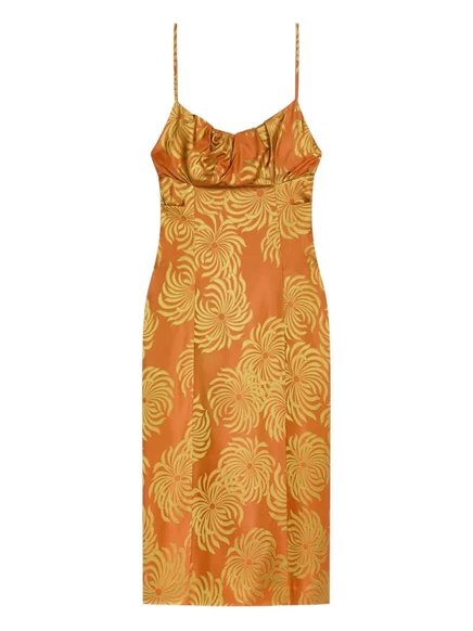 Миди-платье DRIES VAN NOTEN с геометрическим рисунком orange