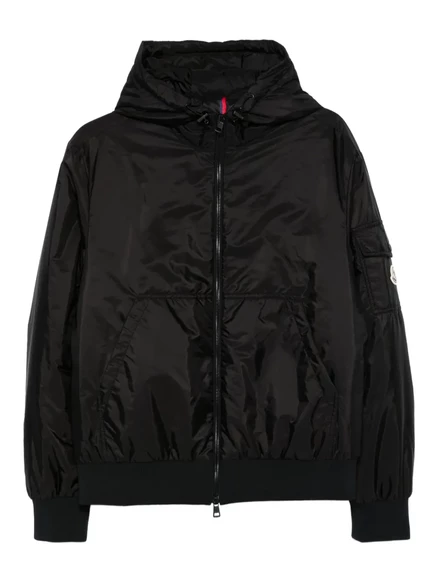 Куртка Moncler с капюшоном на молнии спереди black