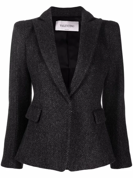 Однобортный блейзер с шевронным узором Valentino Garavani grey