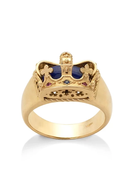 Мужское кольцо D&G Royal 18K золото с ляписом и рубинами