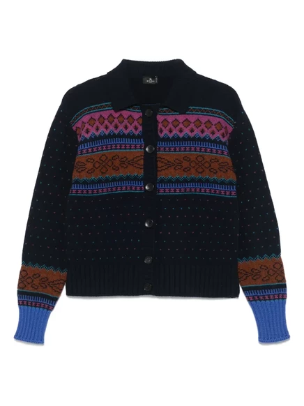 Женский кардиган Etro с узором Fair Isle, синий