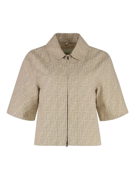 Куртка на молнии спереди с принтом FENDI FF-motif brown