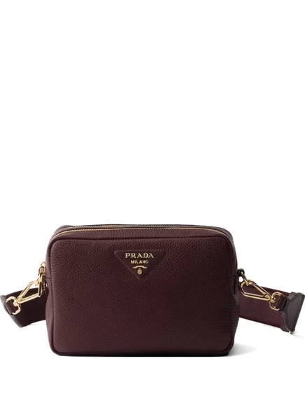 Женская сумка Prada маленькая кожаная через плечо, бордовая