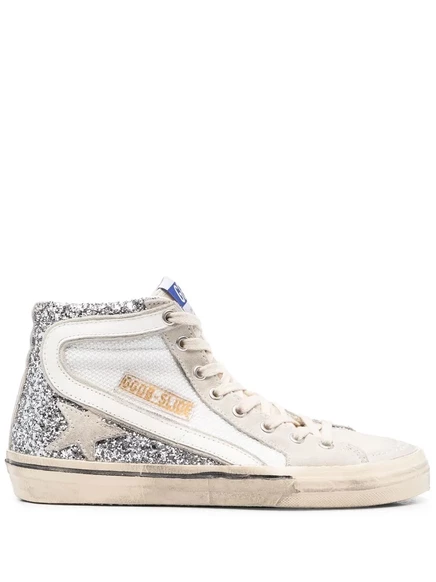 Женские кроссовки Golden Goose с блестками, серебристые