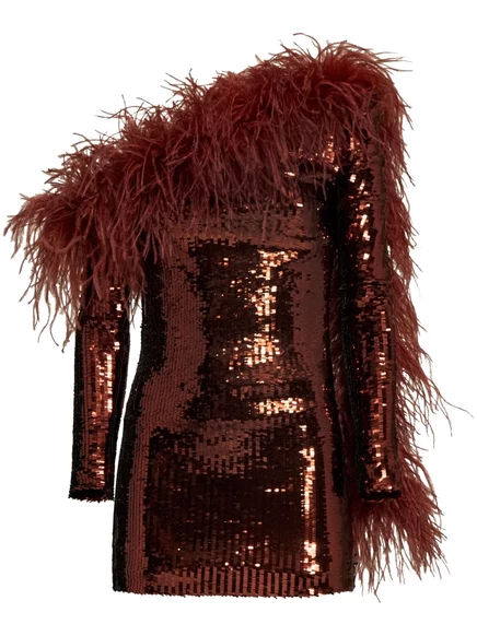 Платье Taller Marmo Garbo Disco с перьями, красное