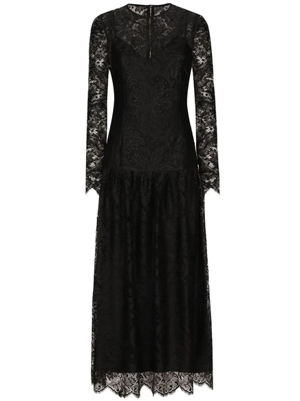 Dolce & Gabbana Шантильи-кружевное платье миди black