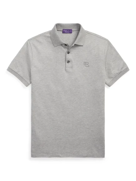 Мужская футболка-поло Ralph Lauren Purple Label из пике, серая
