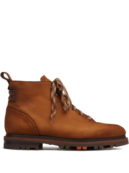 Мужские ботинки Santoni на шнуровке, коричневые