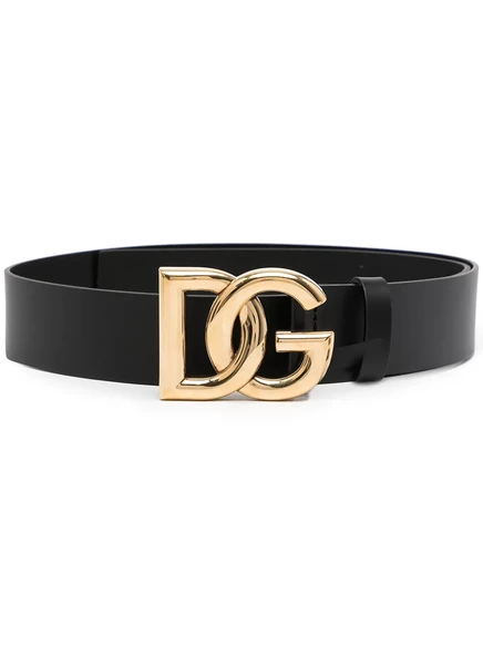Мужской кожаный ремень Dolce & Gabbana с логотипом, черный