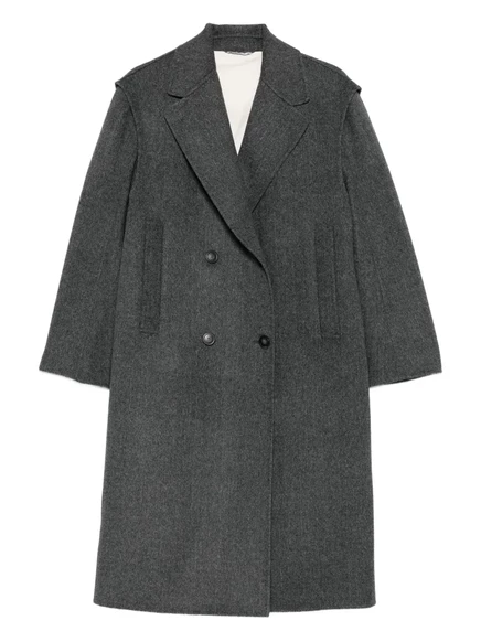 Двубортное шерстяное пальто выходного дня Max Mara grey