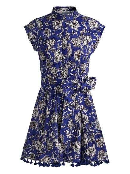 Женское платье-рубашка Alice & Olivia Lucy мини в цветы, синее