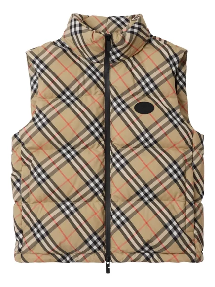 Женский стеганый жилет Burberry в клетку, бежевый