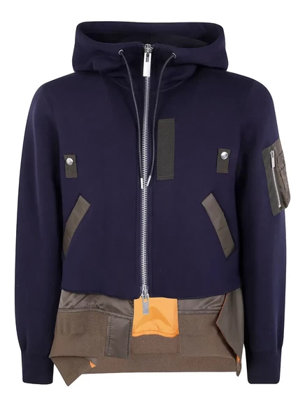 куртка с капюшоном и карманом на молнии sacai blue