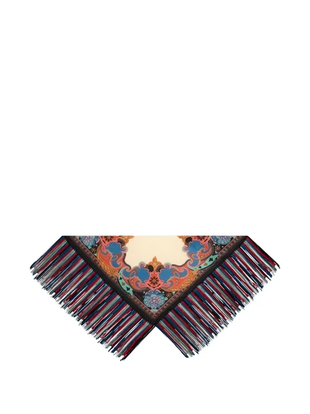 Женский шелковый шарф Etro с бахромой, черный