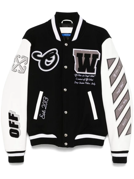 Мужская куртка-бомбер Off-White Lea varsity, черно-белая