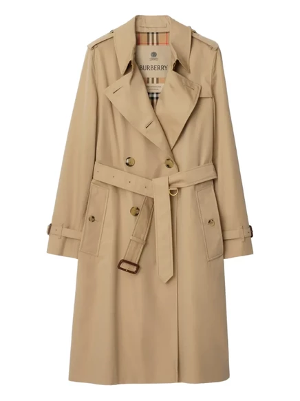 Женский тренч Burberry двубортный с поясом, коричневый