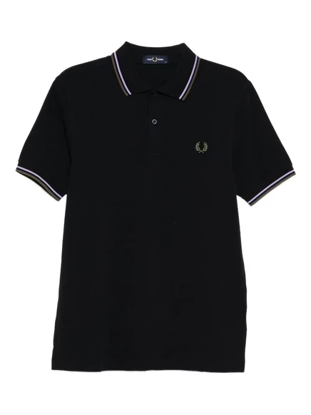Мужское поло Fred Perry с вышитым логотипом, черное