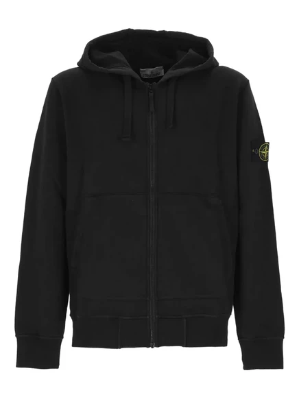 Мужская толстовка Stone Island на молнии с капюшоном, черная