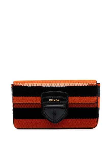 Клатч Prada Righe с пайетками, черный