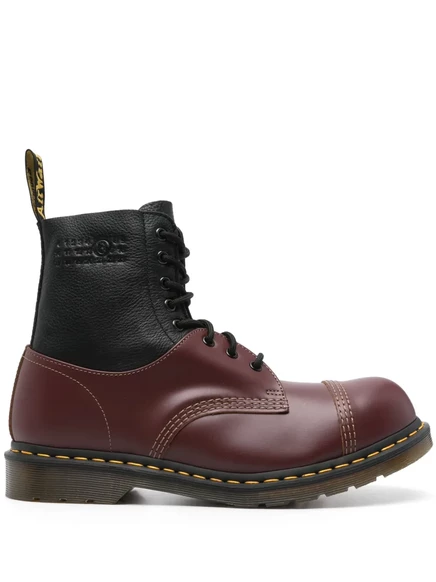 Ботильоны в цветную клетку MM6 Maison Margiela x от Dr. Martens red