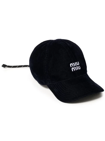 Женская бейсболка Miu Miu из бархата, синяя