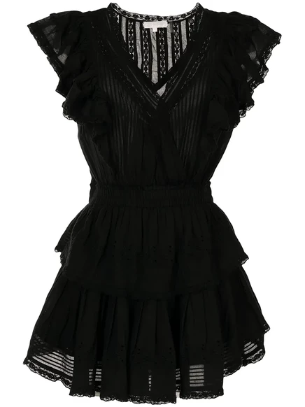 Мини-платье с оборками от LoveShackFancy Gwen black