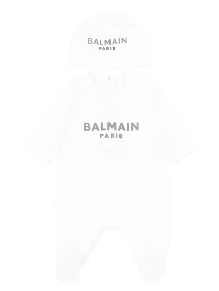 Детский комплект Balmain Kids боди с логотипом, белый