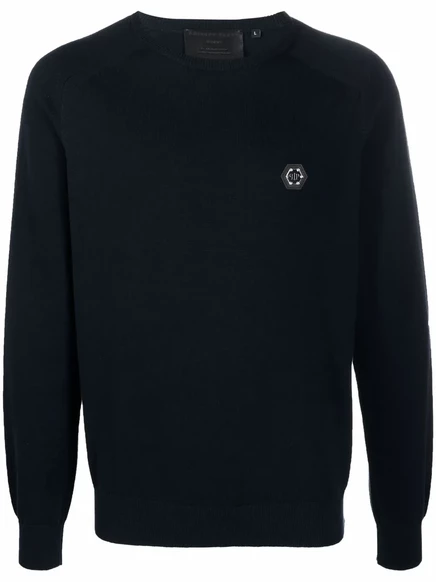 Джемпер с круглым вырезом и нашивкой с логотипом Philipp Plein blue