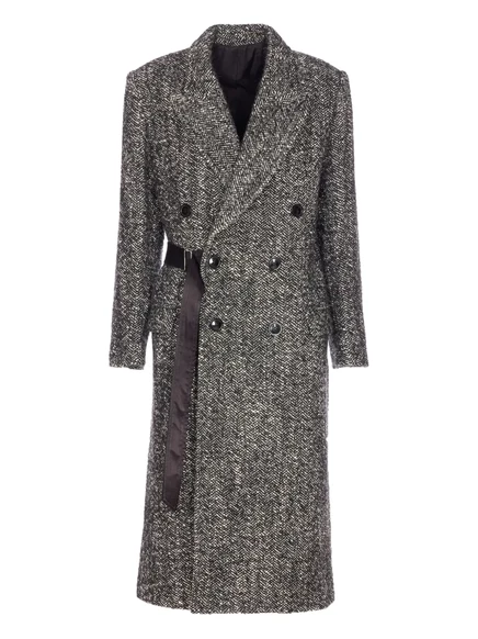 Двубортное пальто ISABEL MARANT в елочку grey