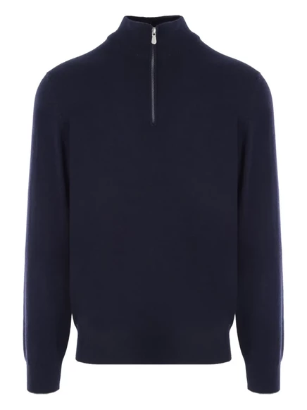 Кашемировый джемпер Brunello Cucinelli с застежкой-молнией blue