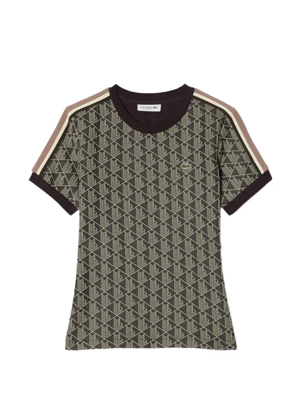 Женская футболка Lacoste с монограммой, коричневая
