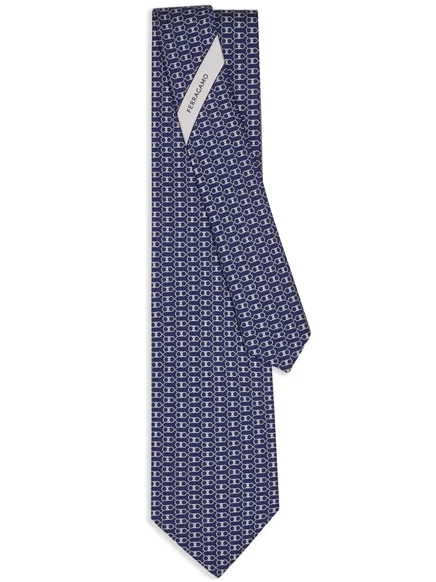 Галстук с принтом Ferragamo Gancini blue
