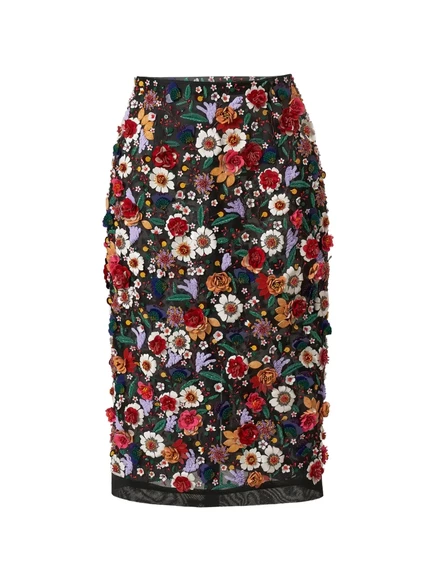 Женская юбка Carolina Herrera миди с вышивкой, черная