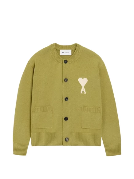AMI Paris, кардиган с логотипом Ami de Coeur intarsia