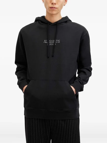 Мужское худи AllSaints Bones с вышитым логотипом, черное