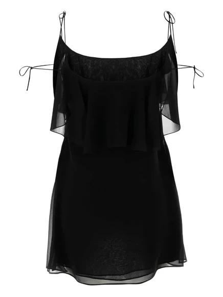 Женское коктейльное платье Saint Laurent с рюшей, черное